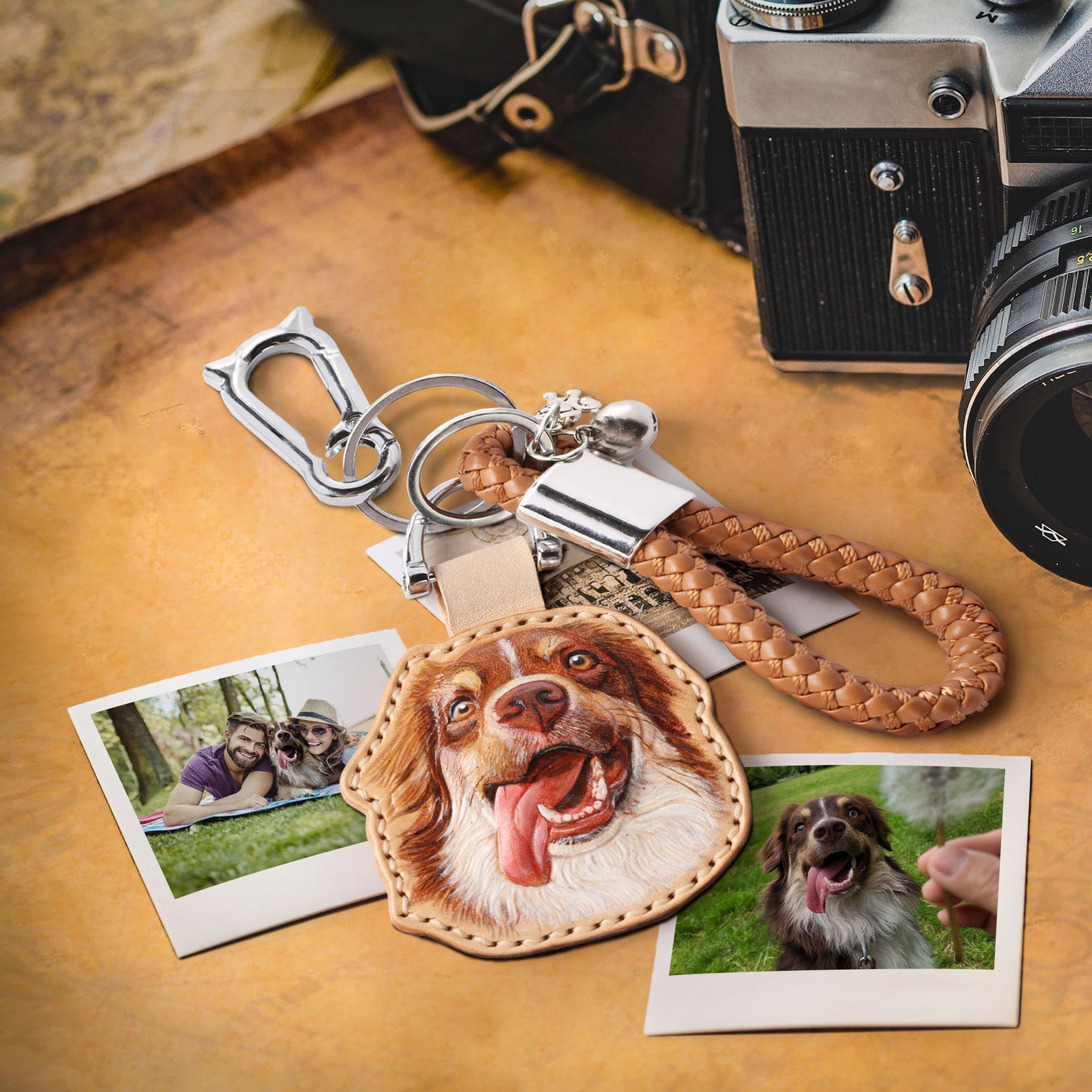 Custom Pet Keychain - Personalized 3D Leather Carving