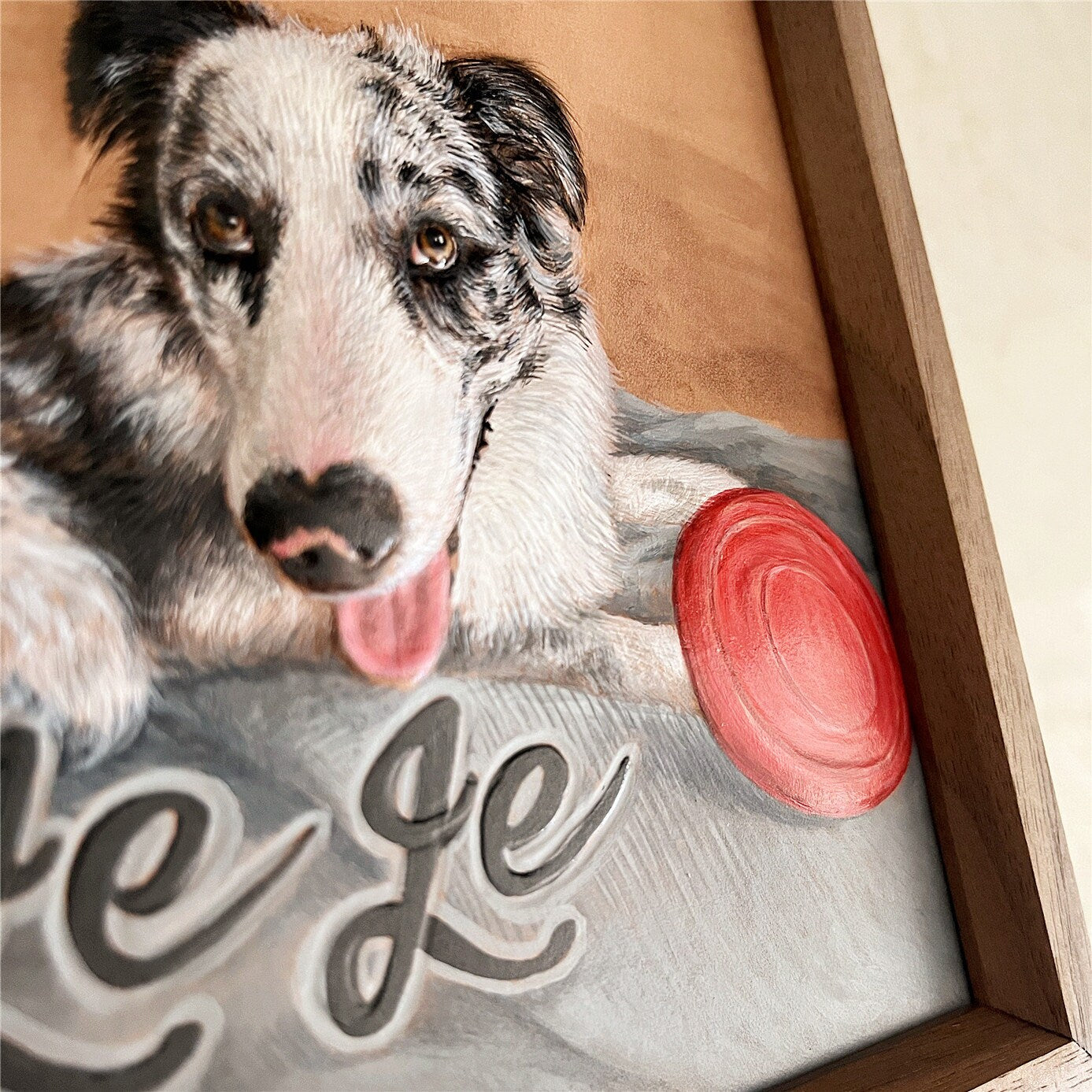 Custom Pet Portrait Hand-Carved Leather Frame - Personalized Pet Memorial Art